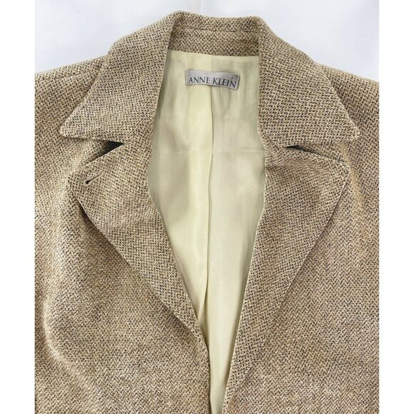 Anne Klein Sz 12 Womens Beige Brown Textured Velvet Tapestry Blazer Jacket - Picture 5 of 6